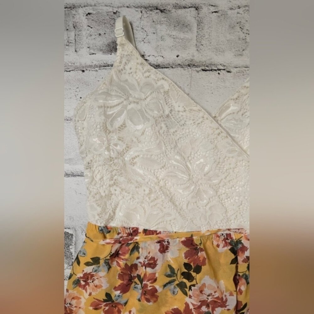 Suzy Shier White Lace & Orange Floral High Low Maxi Dress XL - Picture 8 of 15
